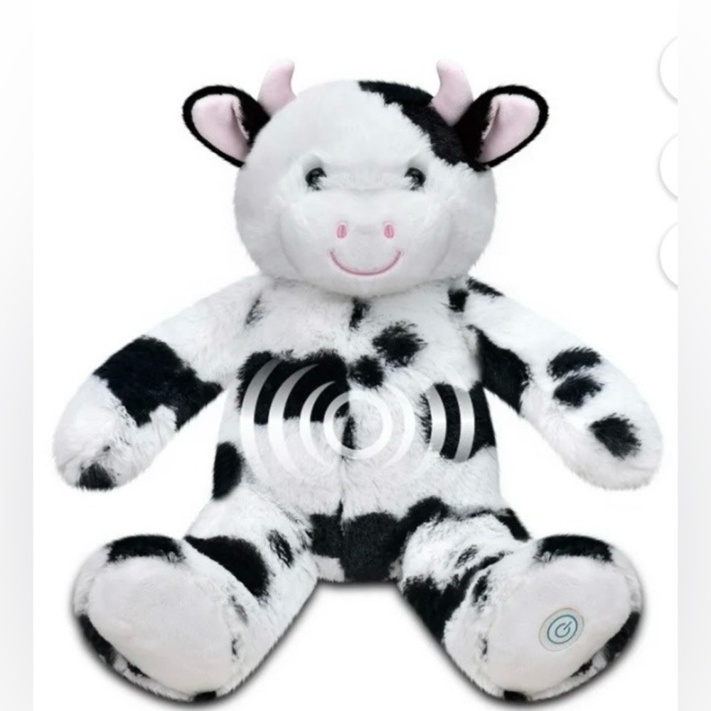 Health Touch Plush Cow Soothing Massager- Black & White